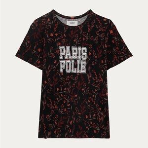 BA&SH tee shirt top linen Paris Folie size 2 FR or M US